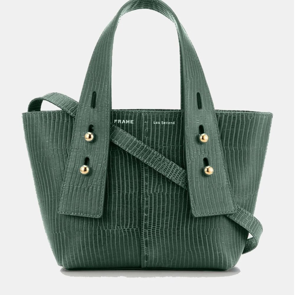 Frame Les Second Mini Crossbody - Forest Green Lizard Leather Gold Crossbody